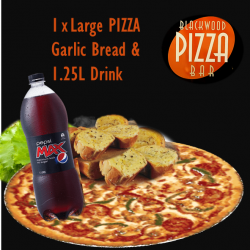1 Large Pizza, Garlic Bread & Drink - only $19.90